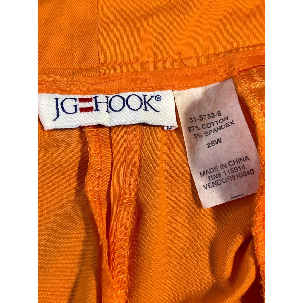 J.G. Hook Women 26W Crop Pants Orange Stretch Cotton Twill - Picture 2 of 8
